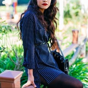 Navy blue striped dress